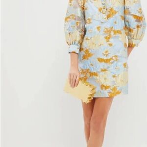 Tuckernuck Blue and Gold Floral Midi Dress